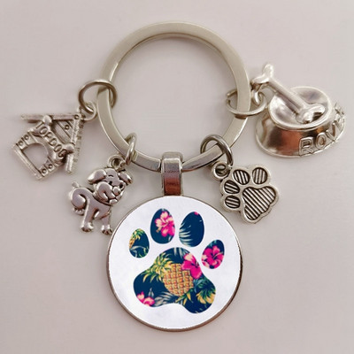 Χαριτωμένο κατοικίδιο κατοικίδιο μπρελόκ Paw Dog Glass Cabochon Μπρελόκ Κορυφαίο σπίτι για σκύλους Γούρια Μπρελόκ I Love my dog κρεμαστό μπρελόκ Δώρα