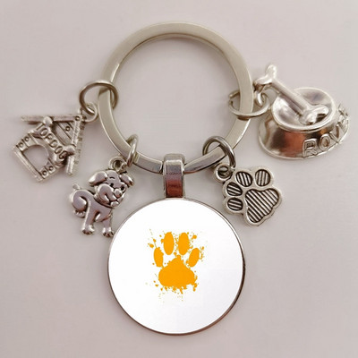 Χαριτωμένο κατοικίδιο κατοικίδιο μπρελόκ Paw Dog Glass Cabochon Μπρελόκ Κορυφαίο σπίτι για σκύλους Γούρια Μπρελόκ I Love my dog κρεμαστό μπρελόκ Δώρα