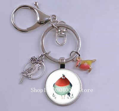 Loominguline armas lind multifilm loomade võtmehoidja klaasist kabošon võtmehoidja linnuripats võtmehoidja ehted daamidele poisile tüdrukule tudengikingitus