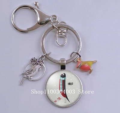 Loominguline armas lind multifilm loomade võtmehoidja klaasist kabošon võtmehoidja linnuripats võtmehoidja ehted daamidele poisile tüdrukule tudengikingitus