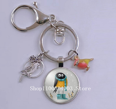 Loominguline armas lind multifilm loomade võtmehoidja klaasist kabošon võtmehoidja linnuripats võtmehoidja ehted daamidele poisile tüdrukule tudengikingitus