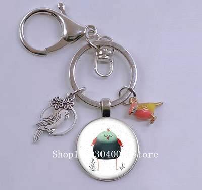 Loominguline armas lind multifilm loomade võtmehoidja klaasist kabošon võtmehoidja linnuripats võtmehoidja ehted daamidele poisile tüdrukule tudengikingitus