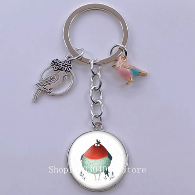 Loominguline armas lind multifilm loomade võtmehoidja klaasist kabošon võtmehoidja linnuripats võtmehoidja ehted daamidele poisile tüdrukule tudengikingitus