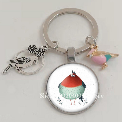 Loominguline armas lind multifilm loomade võtmehoidja klaasist kabošon võtmehoidja linnuripats võtmehoidja ehted daamidele poisile tüdrukule tudengikingitus