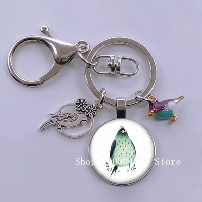 Loominguline armas lind multifilm loomade võtmehoidja klaasist kabošon võtmehoidja linnuripats võtmehoidja ehted daamidele poisile tüdrukule tudengikingitus