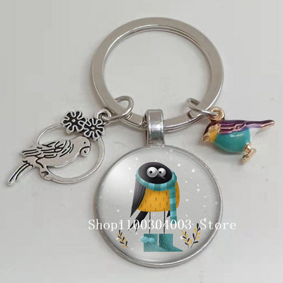 Loominguline armas lind multifilm loomade võtmehoidja klaasist kabošon võtmehoidja linnuripats võtmehoidja ehted daamidele poisile tüdrukule tudengikingitus