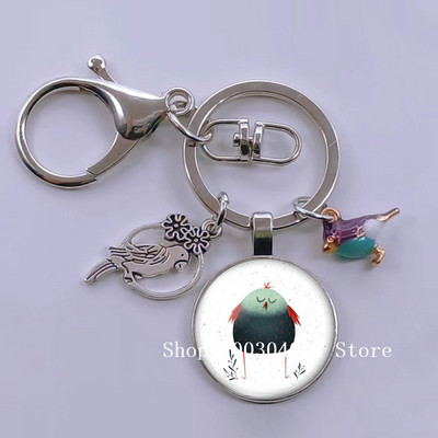 Loominguline armas lind multifilm loomade võtmehoidja klaasist kabošon võtmehoidja linnuripats võtmehoidja ehted daamidele poisile tüdrukule tudengikingitus