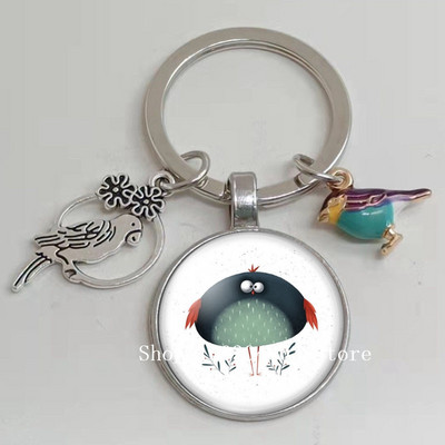 Loominguline armas lind multifilm loomade võtmehoidja klaasist kabošon võtmehoidja linnuripats võtmehoidja ehted daamidele poisile tüdrukule tudengikingitus