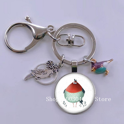 Loominguline armas lind multifilm loomade võtmehoidja klaasist kabošon võtmehoidja linnuripats võtmehoidja ehted daamidele poisile tüdrukule tudengikingitus