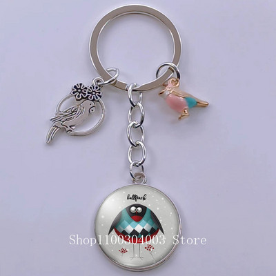 Loominguline armas lind multifilm loomade võtmehoidja klaasist kabošon võtmehoidja linnuripats võtmehoidja ehted daamidele poisile tüdrukule tudengikingitus