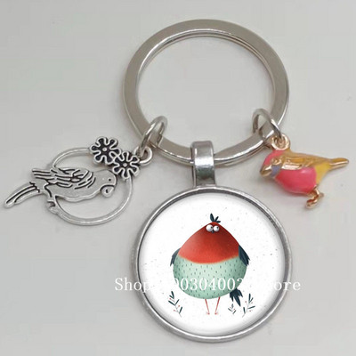 Loominguline armas lind multifilm loomade võtmehoidja klaasist kabošon võtmehoidja linnuripats võtmehoidja ehted daamidele poisile tüdrukule tudengikingitus