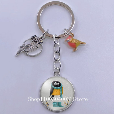 Loominguline armas lind multifilm loomade võtmehoidja klaasist kabošon võtmehoidja linnuripats võtmehoidja ehted daamidele poisile tüdrukule tudengikingitus