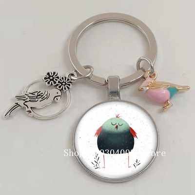 Loominguline armas lind multifilm loomade võtmehoidja klaasist kabošon võtmehoidja linnuripats võtmehoidja ehted daamidele poisile tüdrukule tudengikingitus