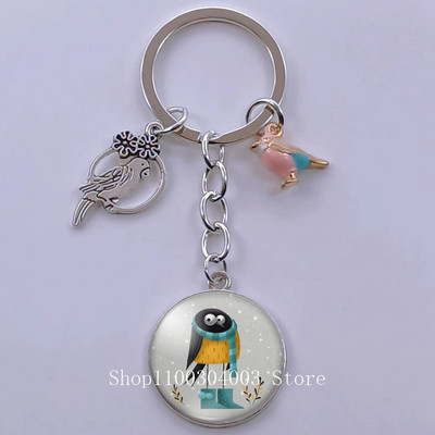 Loominguline armas lind multifilm loomade võtmehoidja klaasist kabošon võtmehoidja linnuripats võtmehoidja ehted daamidele poisile tüdrukule tudengikingitus