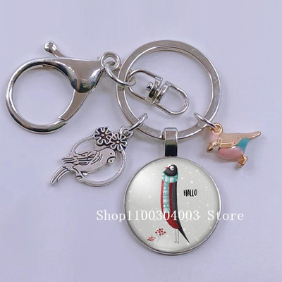 Loominguline armas lind multifilm loomade võtmehoidja klaasist kabošon võtmehoidja linnuripats võtmehoidja ehted daamidele poisile tüdrukule tudengikingitus