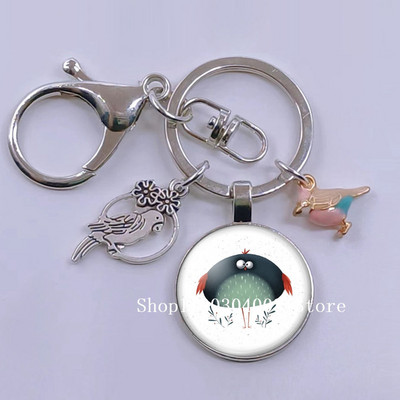 Loominguline armas lind multifilm loomade võtmehoidja klaasist kabošon võtmehoidja linnuripats võtmehoidja ehted daamidele poisile tüdrukule tudengikingitus