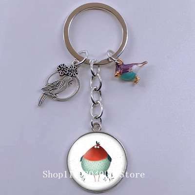 Loominguline armas lind multifilm loomade võtmehoidja klaasist kabošon võtmehoidja linnuripats võtmehoidja ehted daamidele poisile tüdrukule tudengikingitus