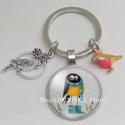 Loominguline armas lind multifilm loomade võtmehoidja klaasist kabošon võtmehoidja linnuripats võtmehoidja ehted daamidele poisile tüdrukule tudengikingitus