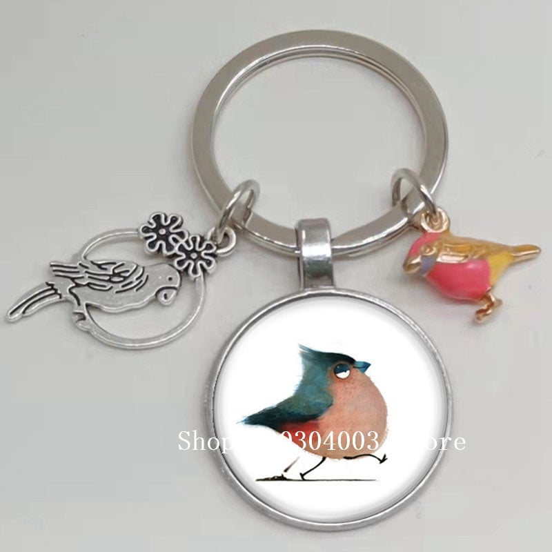 Loominguline armas lind multifilm loomade võtmehoidja klaasist kabošon võtmehoidja linnuripats võtmehoidja ehted daamidele poisile tüdrukule tudengikingitus