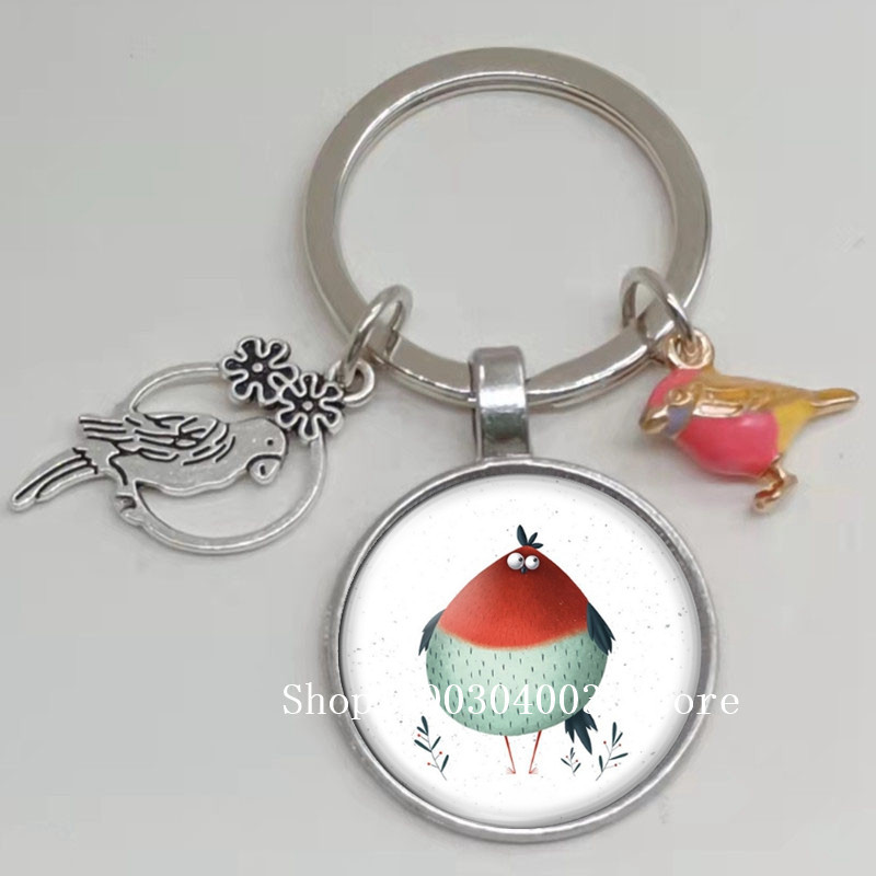 Loominguline armas lind multifilm loomade võtmehoidja klaasist kabošon võtmehoidja linnuripats võtmehoidja ehted daamidele poisile tüdrukule tudengikingitus