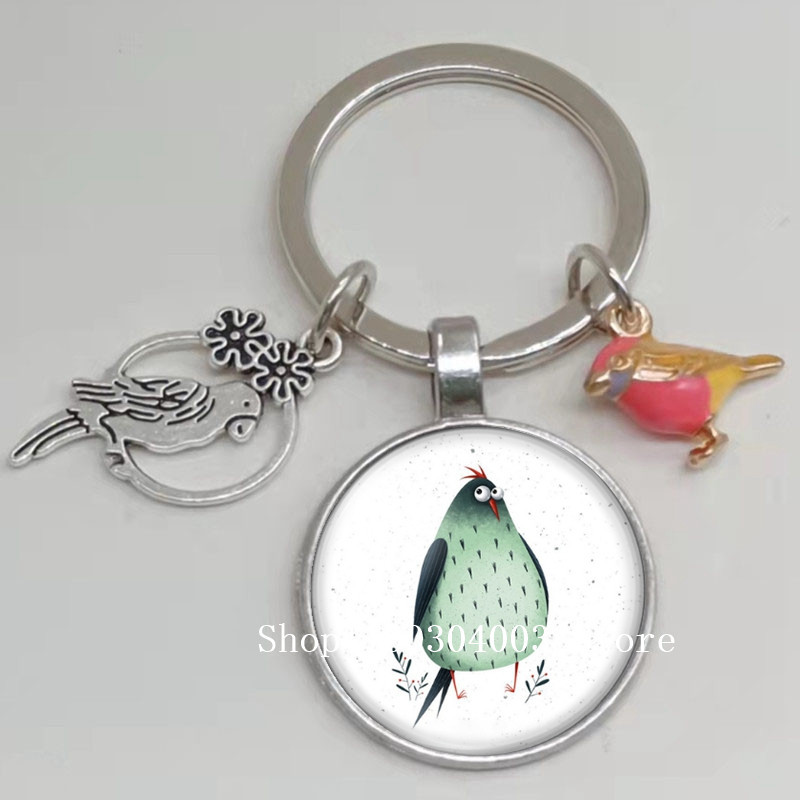 Loominguline armas lind multifilm loomade võtmehoidja klaasist kabošon võtmehoidja linnuripats võtmehoidja ehted daamidele poisile tüdrukule tudengikingitus