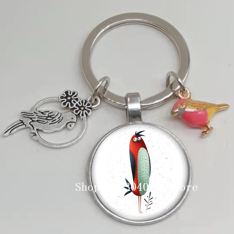 Loominguline armas lind multifilm loomade võtmehoidja klaasist kabošon võtmehoidja linnuripats võtmehoidja ehted daamidele poisile tüdrukule tudengikingitus