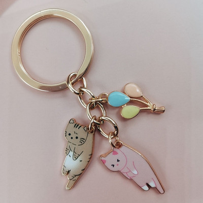 Uus moodne mitmevärviline emailiga armas kassi ripats võtmehoidja naljakas rippuv laisk kass käsitsi valmistatud ripats võtmehoidja auto aksessuaarid