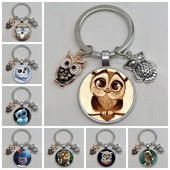 Armas võluv emailiga öökull võtmehoidja kumer klaasist öökull võtmehoidja naiste meeste autokoti tarvikud