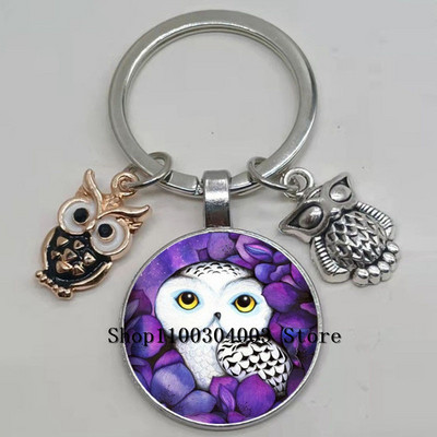 Armas võluv emailiga öökull võtmehoidja kumer klaasist öökull võtmehoidja naiste meeste autokoti tarvikud