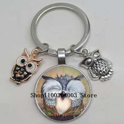 Armas võluv emailiga öökull võtmehoidja kumer klaasist öökull võtmehoidja naiste meeste autokoti tarvikud