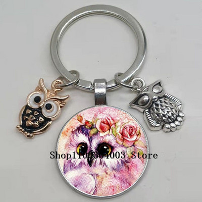 Armas võluv emailiga öökull võtmehoidja kumer klaasist öökull võtmehoidja naiste meeste autokoti tarvikud