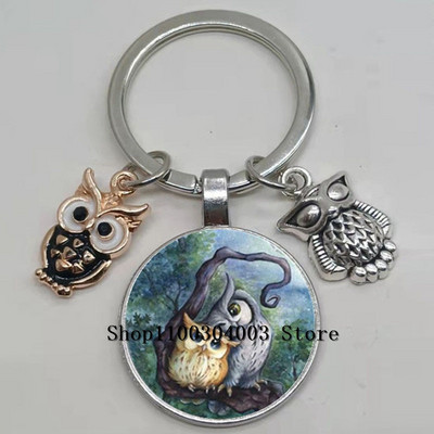 Armas võluv emailiga öökull võtmehoidja kumer klaasist öökull võtmehoidja naiste meeste autokoti tarvikud