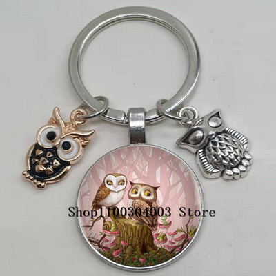 Armas võluv emailiga öökull võtmehoidja kumer klaasist öökull võtmehoidja naiste meeste autokoti tarvikud