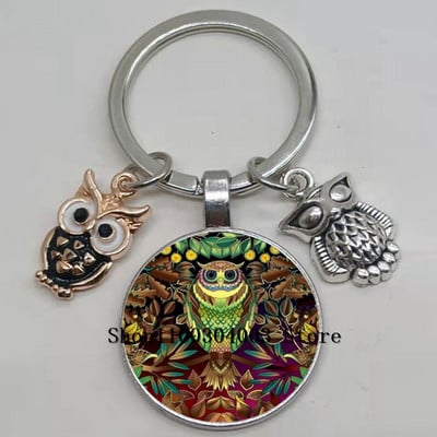 Armas võluv emailiga öökull võtmehoidja kumer klaasist öökull võtmehoidja naiste meeste autokoti tarvikud