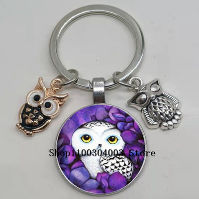 Armas võluv emailiga öökull võtmehoidja kumer klaasist öökull võtmehoidja naiste meeste autokoti tarvikud