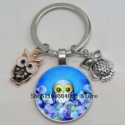 Armas võluv emailiga öökull võtmehoidja kumer klaasist öökull võtmehoidja naiste meeste autokoti tarvikud