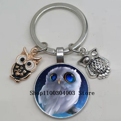 Armas võluv emailiga öökull võtmehoidja kumer klaasist öökull võtmehoidja naiste meeste autokoti tarvikud