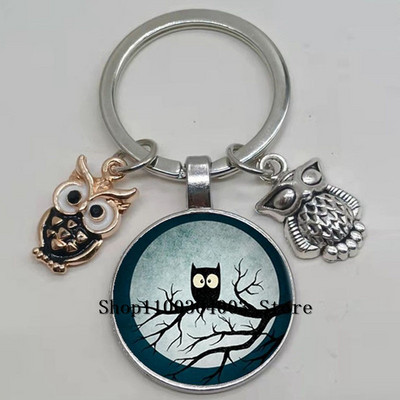 Armas võluv emailiga öökull võtmehoidja kumer klaasist öökull võtmehoidja naiste meeste autokoti tarvikud