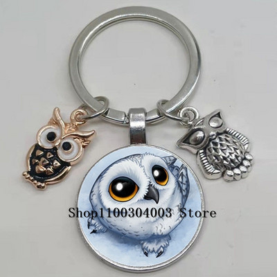 Armas võluv emailiga öökull võtmehoidja kumer klaasist öökull võtmehoidja naiste meeste autokoti tarvikud