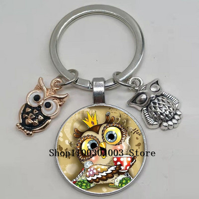 Armas võluv emailiga öökull võtmehoidja kumer klaasist öökull võtmehoidja naiste meeste autokoti tarvikud