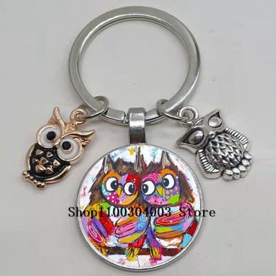 Armas võluv emailiga öökull võtmehoidja kumer klaasist öökull võtmehoidja naiste meeste autokoti tarvikud