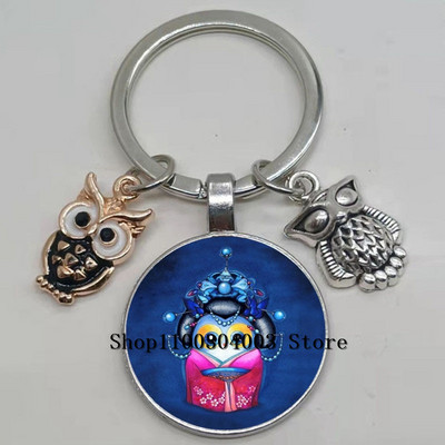 Armas võluv emailiga öökull võtmehoidja kumer klaasist öökull võtmehoidja naiste meeste autokoti tarvikud