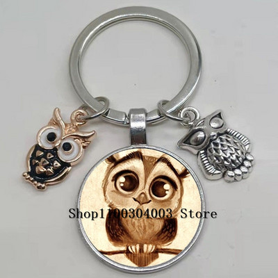 Armas võluv emailiga öökull võtmehoidja kumer klaasist öökull võtmehoidja naiste meeste autokoti tarvikud