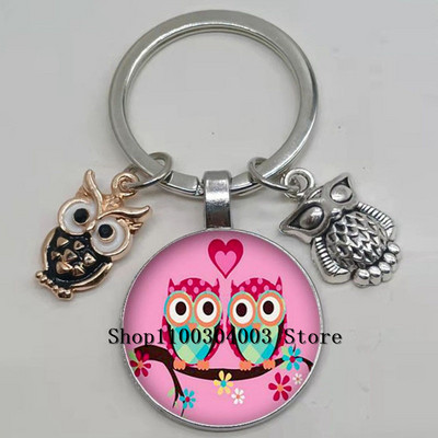 Armas võluv emailiga öökull võtmehoidja kumer klaasist öökull võtmehoidja naiste meeste autokoti tarvikud