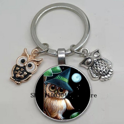 Armas võluv emailiga öökull võtmehoidja kumer klaasist öökull võtmehoidja naiste meeste autokoti tarvikud