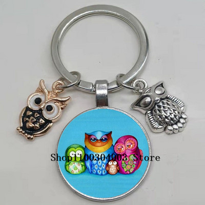 Armas võluv emailiga öökull võtmehoidja kumer klaasist öökull võtmehoidja naiste meeste autokoti tarvikud