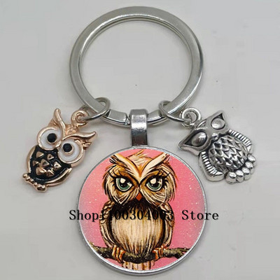 Armas võluv emailiga öökull võtmehoidja kumer klaasist öökull võtmehoidja naiste meeste autokoti tarvikud