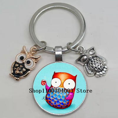 Armas võluv emailiga öökull võtmehoidja kumer klaasist öökull võtmehoidja naiste meeste autokoti tarvikud