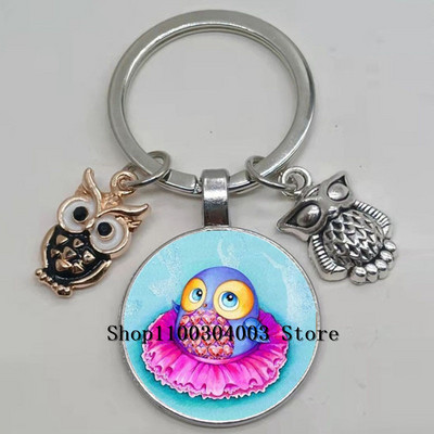 Armas võluv emailiga öökull võtmehoidja kumer klaasist öökull võtmehoidja naiste meeste autokoti tarvikud