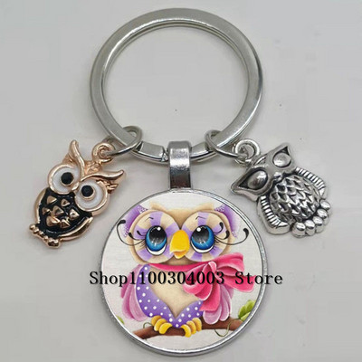 Armas võluv emailiga öökull võtmehoidja kumer klaasist öökull võtmehoidja naiste meeste autokoti tarvikud